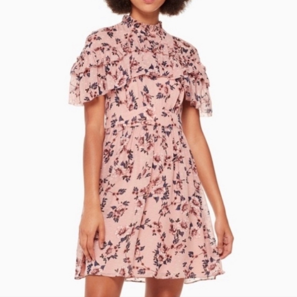 Kate Spade Pink Peony Silk Ruffle Dress, Size 14